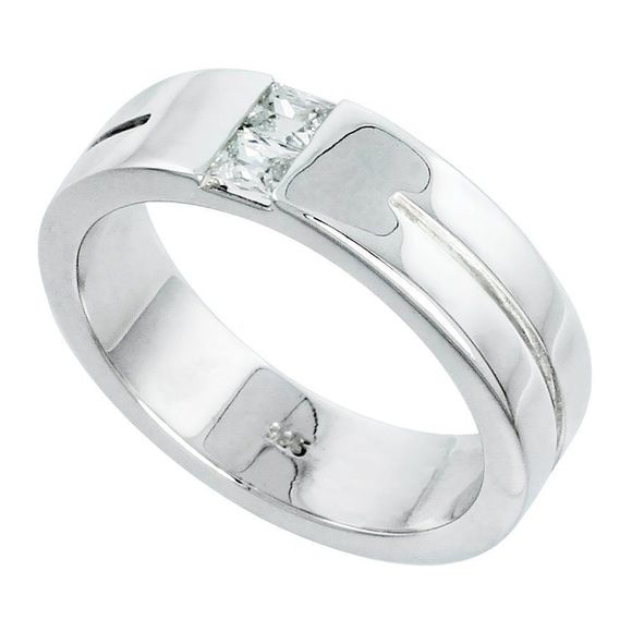 Mens Sterling Silver Cubic Zirconia Ring Brilliant Cut sizes 8 to 13